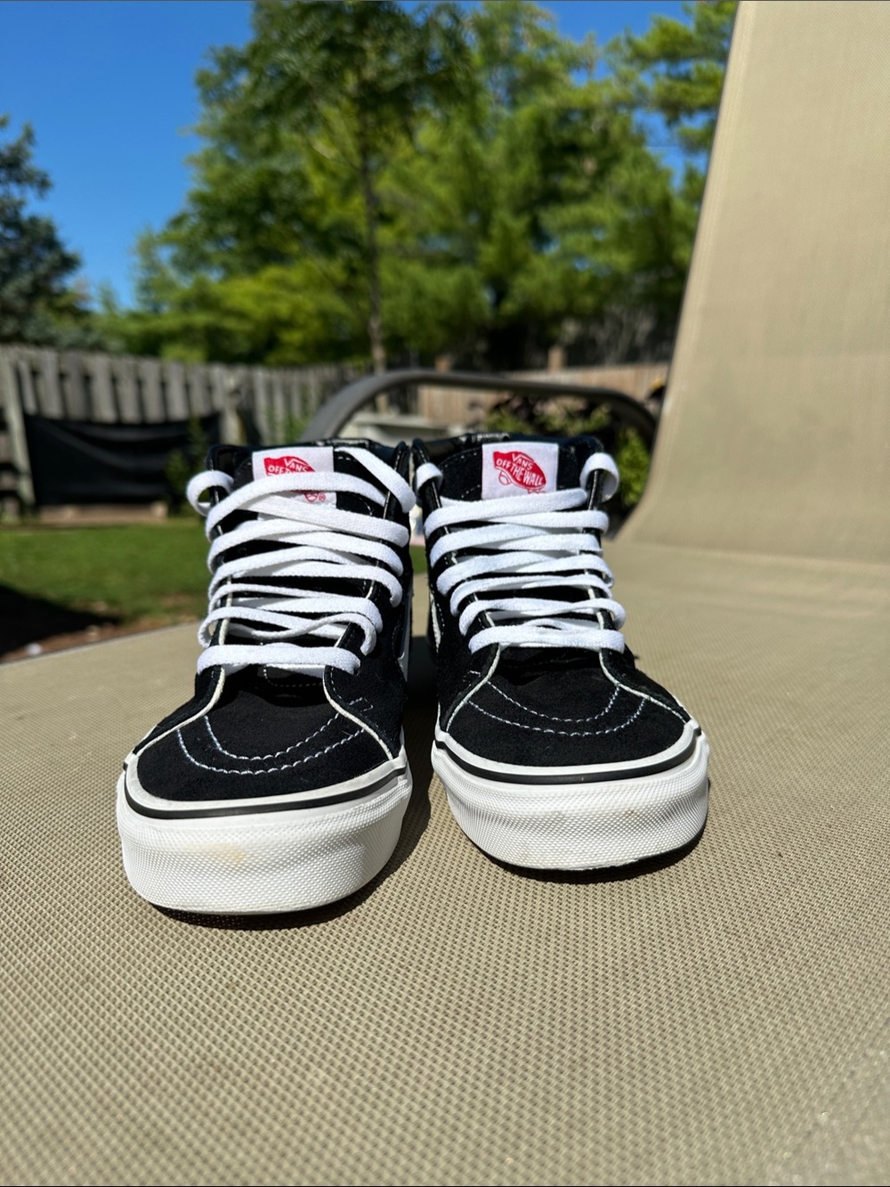 Vans Black and White Sk8-Hi Suede Canvas Men’s 5.5 / Women’s 7.0